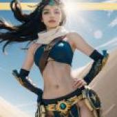 Pizza Delivery Sivir，A woman wearing a blue top and bikini bottoms.