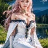 手機桌布， Sephie Michaela Deviluke  セフィー・ミカエラ・デビルーク To LOVE Ru， 寫實，一位身穿白色洋裝的女孩坐在長椅上。