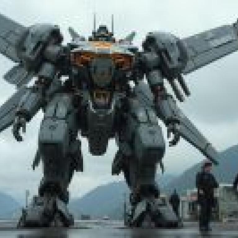 逼真的機器人，一個人正在看著機器人。