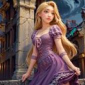 Live version， Disney， long -haired princess， magic hair， Princess Lepe， Fantasy Purple Night